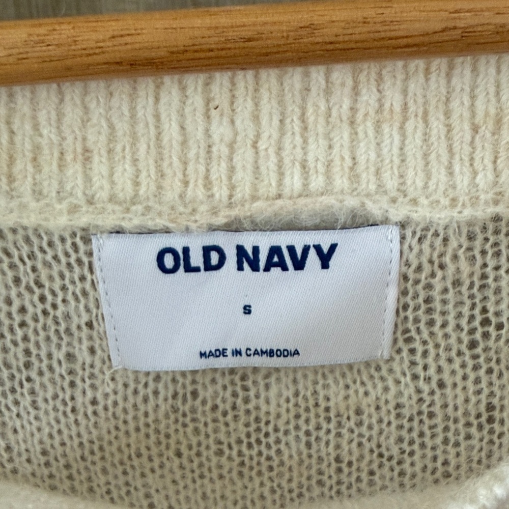 Old Navy Colorblock Cozy Sweater | Size S | Neutral Taupe & Cream - Picture 2 of 9
